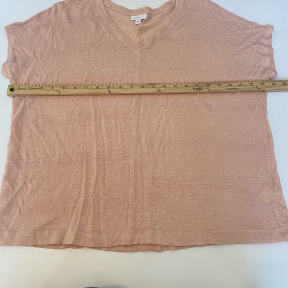 J Jill Love Linen Size S Pink T-Shirt Scalloped Short Sleeve 100% Linen - Picture 7 of 7